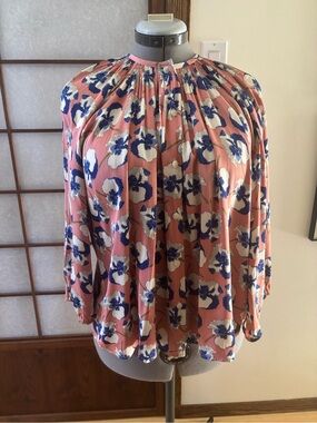 VGUC Tucker Silk Classic in Coral-Pink Floral Blouse US M/L